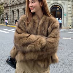 Fashionable Short Fur Coat Women's Stand Collar Young Style Pelt Simulation Warmth Casual Commute Windbreaker Chinese Pro...