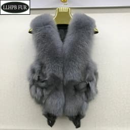 2026 Women Luxury 100% Genuine Real Fox Fur Vest Natural Soft Fox Fur Sleeveless Jacket New Lady Quality Warm Real Fox Fur Gilet