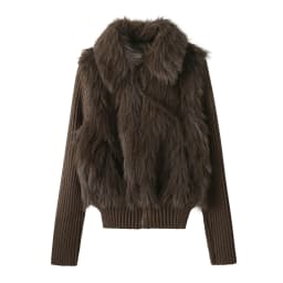Warmth Fur Short Coat Women's Winter Fashion Knitted Padded Jacket Design Sense Splice Eco-friendly Leatherette Top Trend