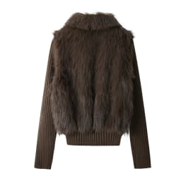 Warmth Fur Short Coat Women's Winter Fashion Knitted Padded Jacket Design Sense Splice Eco-friendly Leatherette Top Trend