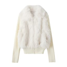Warmth Fur Short Coat Women's Winter Fashion Knitted Padded Jacket Design Sense Splice Eco-friendly Leatherette Top Trend