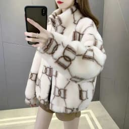 Double-Sided Long Plush Jacket Women's Loose Fit Winter Coat Thickened Cotton Lamb Fur Casual Style Fashion Outerwear