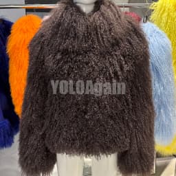 YOLOAgain High Collar Real Mongolia Sheep Fur Jacket For Women 2025 Winter Coats Outerwear