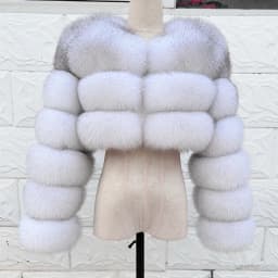 QUEENTINA Real Fox Fur Coat 30cm Women'S New Fashion Winter Leather And Skin White Clothing Natural New In Coats & Jackets