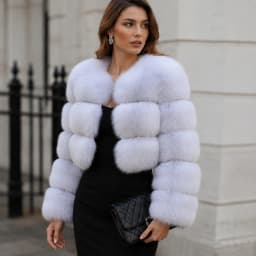QUEENTINA Real Fox Fur Coat 30cm Women'S New Fashion Winter Leather And Skin White Clothing Natural New In Coats & Jackets