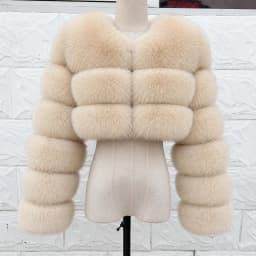 QUEENTINA Real Fox Fur Coat 30cm Women'S New Fashion Winter Leather And Skin White Clothing Natural New In Coats & Jackets