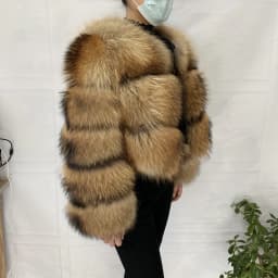Natural Raccoon Real Raccoon Coat Women Winter Warm Thick Natural Coats Long Sleeve Plus/Size