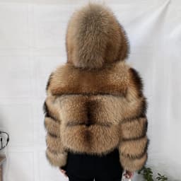 Natural Raccoon Real Raccoon Coat Women Winter Warm Thick Natural Coats Long Sleeve Plus/Size