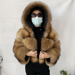 Natural Raccoon Real Raccoon Coat Women Winter Warm Thick Natural Coats Long Sleeve Plus/Size