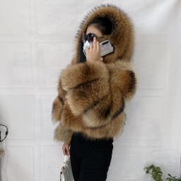 Natural Raccoon Real Raccoon Coat Women Winter Warm Thick Natural Coats Long Sleeve Plus/Size
