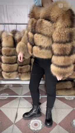 Natural Raccoon Real Raccoon Coat Women Winter Warm Thick Natural Coats Long Sleeve Plus/Size