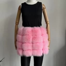 BEIZIRU Women's Real Fox Fur Mini Pencil Skirt Fashion Warm Stylish Skirts