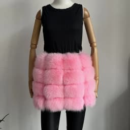 BEIZIRU Women's Real Fox Fur Mini Pencil Skirt Fashion Warm Stylish Skirts