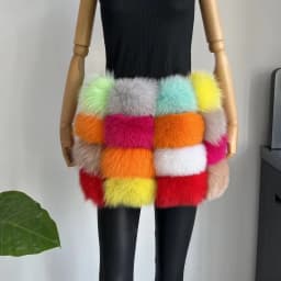 BEIZIRU Women's Real Fox Fur Mini Pencil Skirt Fashion Warm Stylish Skirts