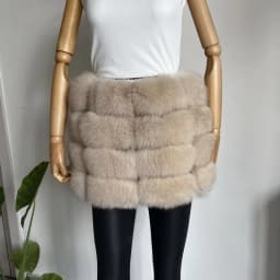 BEIZIRU Women's Real Fox Fur Mini Pencil Skirt Fashion Warm Stylish Skirts