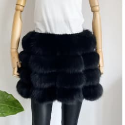 BEIZIRU Women's Real Fox Fur Mini Pencil Skirt Fashion Warm Stylish Skirts