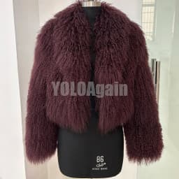 YOLOAgain 2025 Winter Elegant Real Mongolia Sheep Fur Jacket Women Short Fur Coat Female Outerwear