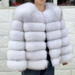 QUEENTINA 60cm Fox Fur Coat Real Winter Women'S New Fashion Furry 2025 Leather And Skin White Natural New In Coats & Jackets