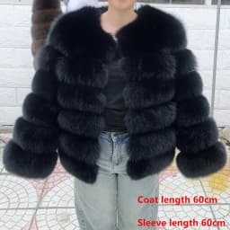 QUEENTINA 60cm Fox Fur Coat Real Winter Women'S New Fashion Furry 2025 Leather And Skin White Natural New In Coats & Jackets