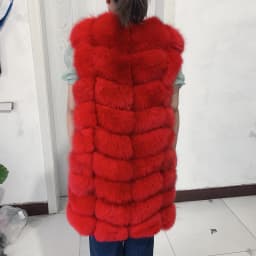 HUA QIU MEI SI Natural Fox Fur Vest Long Style Lady Warm Vest Multicolor 100% Natural Fur Coat Fox Fur Vest