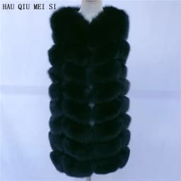 HUA QIU MEI SI Natural Fox Fur Vest Long Style Lady Warm Vest Multicolor 100% Natural Fur Coat Fox Fur Vest