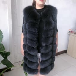 HUA QIU MEI SI Natural Fox Fur Vest Long Style Lady Warm Vest Multicolor 100% Natural Fur Coat Fox Fur Vest