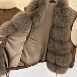 Luxury Women Genuine Fox Fur Goose Down Vest Stand Collar Sleeveless Gilet Winter Thick Warm Short Outerwear Fashion Waistcoat