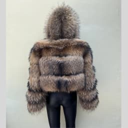BEIZIRU Women's Winter Fur Coat Hooded Luxury Real Raccoon Top Furry Jackets Warm Thick Natural Long Sleeve Outerwear