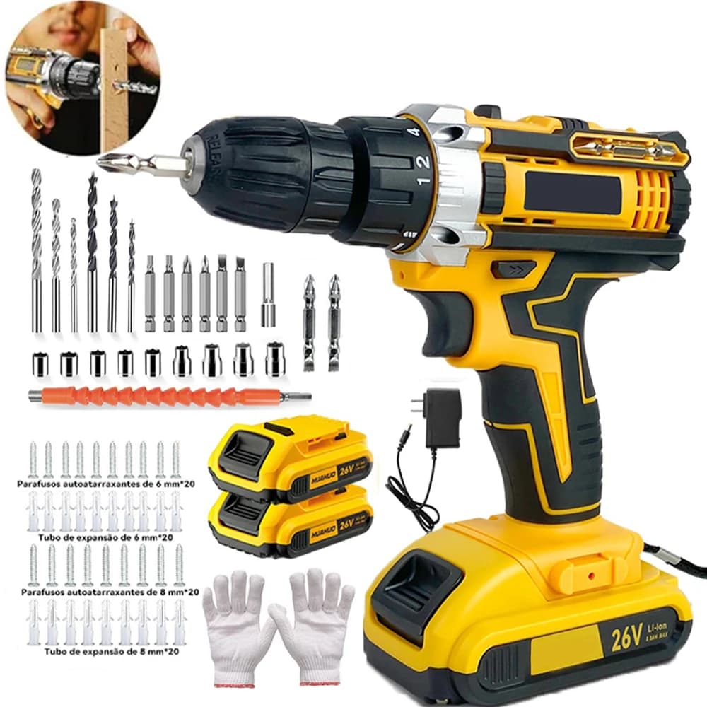 Kit Ferramentas Elétricas 26V 47 Peças Com Maleta Para Reparos, Montagens E Trabalhos De Precisão