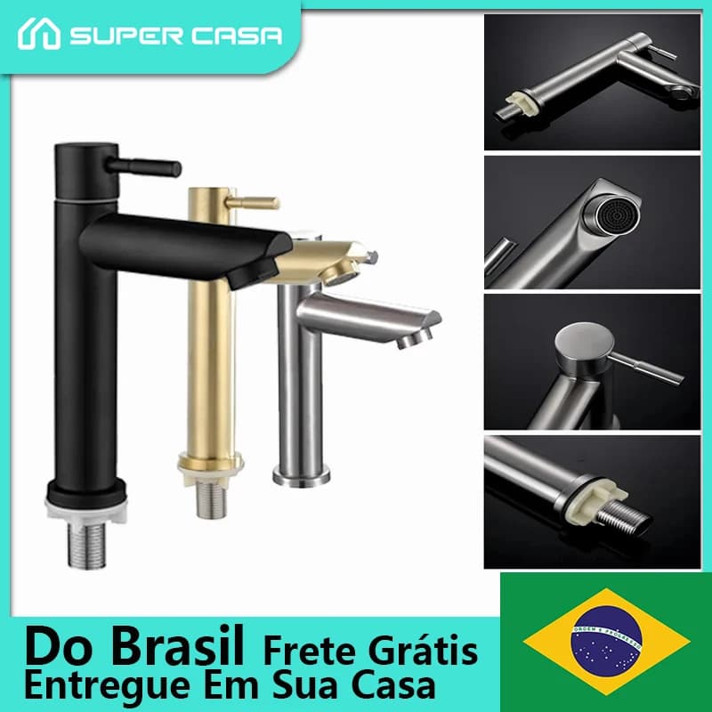 Torneira para Lavabo Banheiro Alavanca Única Premium Água Fria e Quente, Instalação Simples