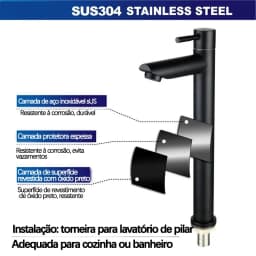 Torneira para Lavabo Banheiro Alavanca Única Premium Água Fria e Quente, Instalação Simples