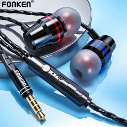 FONKEN 3.5mm Earphone Wired Earpiece Stereo Bass Music Earpiece For Xiaomi Samsung Waterproof Sports Earbuds Gaming Headset Mic