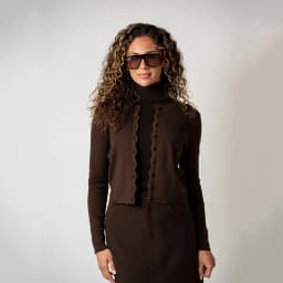 AP AW26 Women Wavy Edge Cardigan Elegant Style Single Breasted
