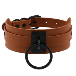Harajuku Gothic Night club Saloon Wild Rock and roll Exaggerate Different Cortex Black ring Hanging rings Choker Collar O-shape