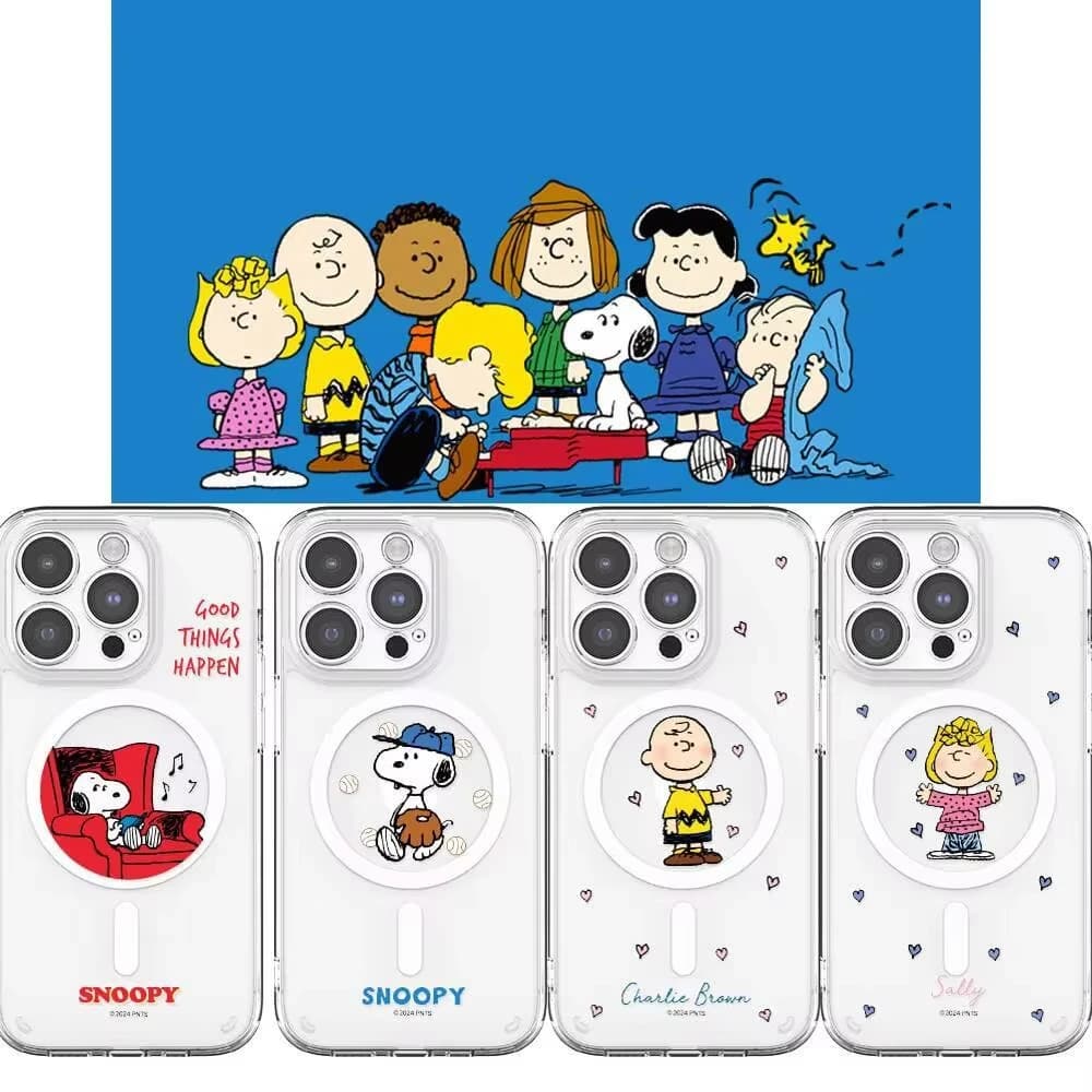 S-Snoopy Wireless Charging Case for iPhone 17 Air 16 E 15 14 13 12 Mini 11 Pro Max Transparent Acrylic Silicone Edge Hard Cover