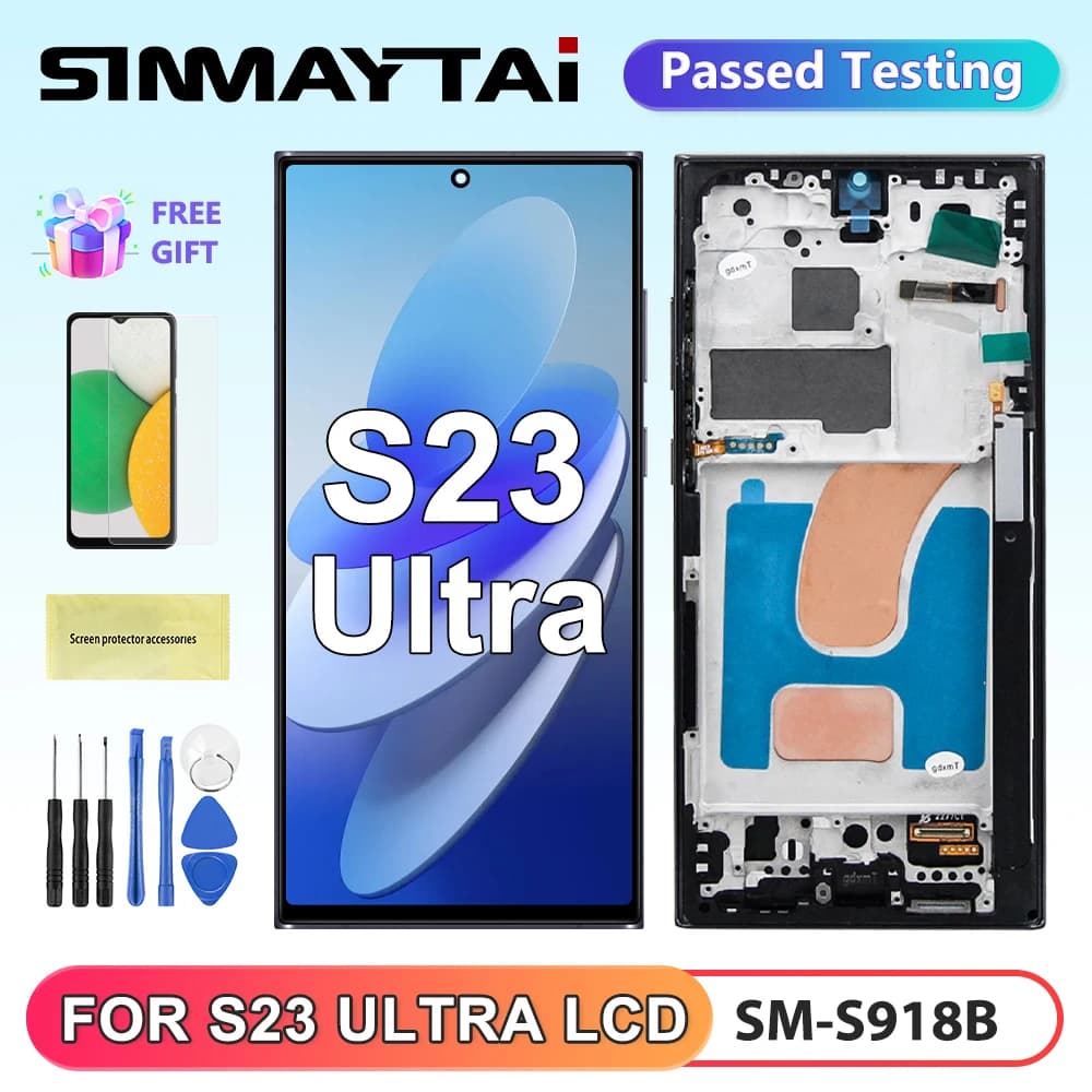 TFT Display For Samsung Galaxy S23 Ultra 5G S918B S918B/DS Display Touch Screen Digitizer with Frame for Samsung S23 Ultra