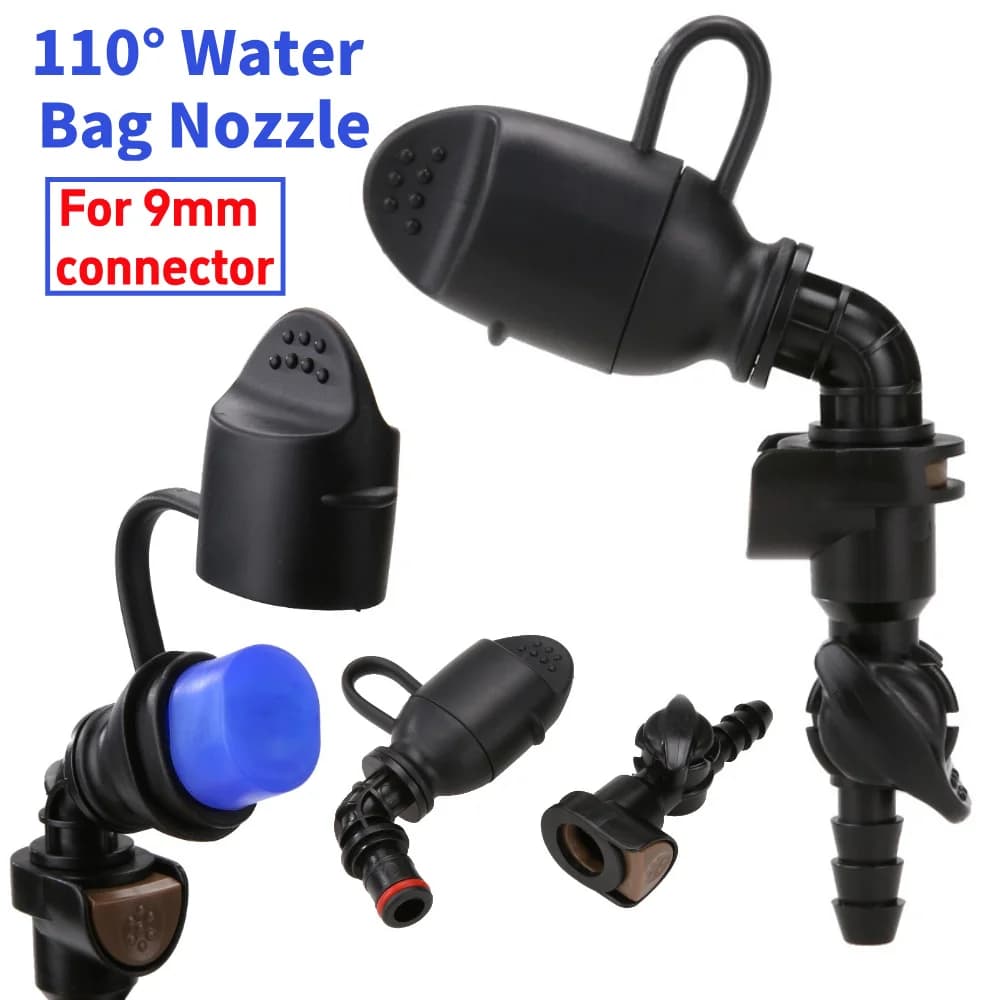 Silicone Hydration Bag Mouthpieces Replacement for 9mm Straight Hydration Pouch Mouth with Dust Cover Black Outdoor Accessory