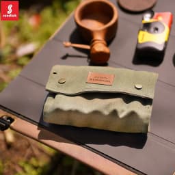 SUNDICK Outdoor Camping Seasoning Bottle Storage Bag, Barbecue Glass Seasoning Bottle Combination Set, Canvas Bag