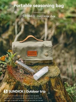 SUNDICK Outdoor Camping Seasoning Bottle Storage Bag, Barbecue Glass Seasoning Bottle Combination Set, Canvas Bag