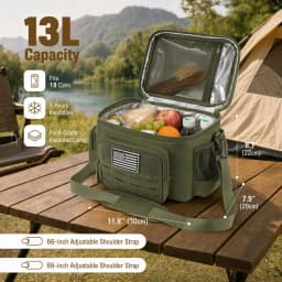 13L Tactical Thermal Cooler Lunch Bag Leakproof Insulated Durable Meal Storage Bag For Men Office Work Daily Commute Camping Picnic Fishing Outdoor Portable Insulated Food Carrier Bag
