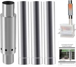 CHANGE MOORE Tent Stove Pipe 3pcs Extension Kit 0.9mm Smokeless Thickened Stainless Steel Chimney Set 2.36in Secondary Burning