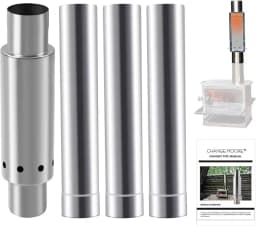 CHANGE MOORE Tent Stove Pipe 3pcs Extension Kit 0.9mm Smokeless Thickened Stainless Steel Chimney Set 2.36in Secondary Burning