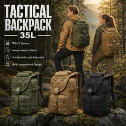35L Mountaineering Backpack Tactical with MOLLE System Bags Water Resistant Hiking Rucksack for Alpine Trekking Camping Survival Gear Load Reduction Design