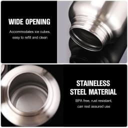TOMSHOO 1.05L Stainless Steel Water Bottle Leak Proof Sports Bottle W 750ml Water Cup Coffee Mug Hanging Pot for Outdoor Camping