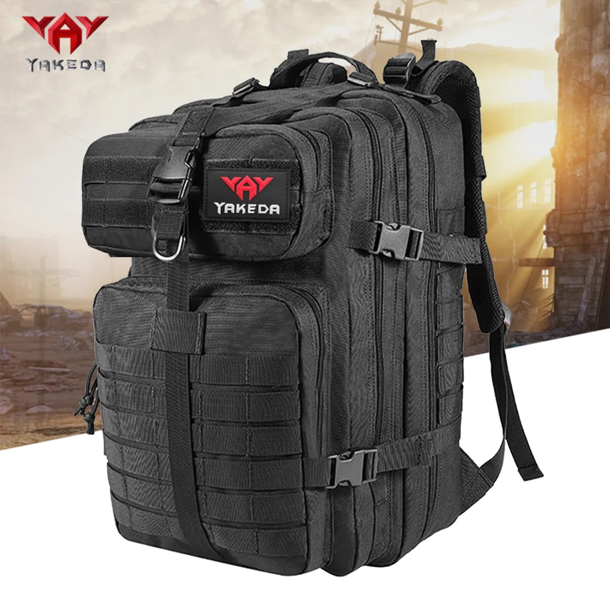 YAKEDA Lightweight Outdoor Mountaineering Backpack 45L Large Capacity Camouflage Bag Load Reducing Air Cushion Strap