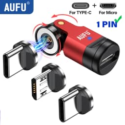 AUFU 1PIN Magnetic Adapter Type C Female to Type C Micro Male Converter For iPhone Samsung Xiaomi 540 Rotate Magnet OTG Adapter