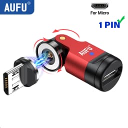 AUFU 1PIN Magnetic Adapter Type C Female to Type C Micro Male Converter For iPhone Samsung Xiaomi 540 Rotate Magnet OTG Adapter