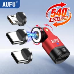 AUFU 1PIN Magnetic Adapter Type C Female to Type C Micro Male Converter For iPhone Samsung Xiaomi 540 Rotate Magnet OTG Adapter
