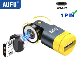 AUFU 1PIN Magnetic Adapter Type C Female to Type C Micro Male Converter For iPhone Samsung Xiaomi 540 Rotate Magnet OTG Adapter