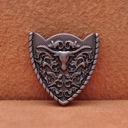 Heavy Strong Antique Silver Floral Western Cowboy Longhorn Bull SKull Rodeo Three Piece Set Belt Buckle Unisex Fits 40mm Strap